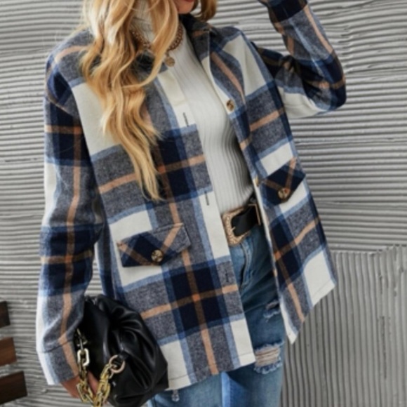 Bohemian Plaid Button Down Jacket / Overcoat - Picture 4 of 5